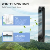 HOMCOM Torenventilator, Airconditioner met 4 Modi, 3 Snelheden, Timer, Kunststof(m-5)