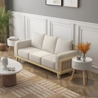 HOMCOM Lot de 2 tables basses - table de chevet - table de nuit ronde - design scandinave table d'appoint bout de canapé(m-2)