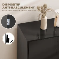 HOMCOM Buffet meuble de rangement 2 tiroirs coulissants 4 portes étagère réglable panneaux de particules 140 x 36 x 74 cm noir(m-7)