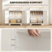 HOMCOM Sideboard, Tischplatte aus Kautschukholz, 2 Schubladen, versetzbarer Einlegeboden, weiß, 68 x 40,3 x 85cm(m-6)