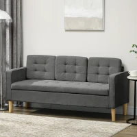 HOMCOM Divano 3 Posti Moderno in Velluto di Ghiaccio con Vano Contenitore e Design Scandinavo, Grigio, 166.5x62x82cm(m-10)