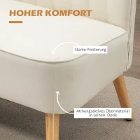 HOMCOM Sofa Retrodesign 2-zitsbank, houten poten, 117 cm x 56,5 cm x 77 cm, Wit(m-4)