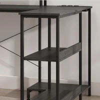 HOMCOM L-vormig bureau, omkeerbaar hoekbureau met lades en planken, 170 cm, zwart(m-7)