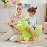 HOMCOM Kids Rocking Horse, Plush Ride-On Dinosaur Seat, with Seat Seat Belt, 32 Songs, Ride-On Horse(m-2)