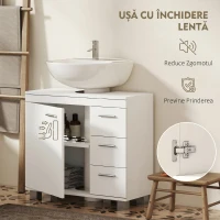 HOMCOM Dulap sub chiuvetă pentru baie cu dulăpior, rafturi și sertare, alb(m-6)