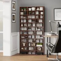 HOMCOM Rangements pour CD et DVD, étagère rangement, capacity max. 1116 CD/528 DVD, 36 compartiments et étagères réglables(m-11)