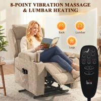 HOMCOM Power Lift Recliner Chair with Vibration Massage and Heat, Chenille Riser and Recliner Armchair for Elderly, Brown(m-4)