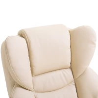 HOMCOM Fauteuil met kruk, ligfunctie, draaibaar, tot 160 kg, kunstleer, metalen frame, crème, 80 x 79 x 100 cm(m-8)