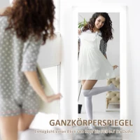 HOMCOM Volledige lengte spiegel, 40x160 cm, LED-verlichting, Touchbediening, dimbaar, 3 kleuren, Wit(m-4)