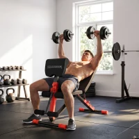 SPORTNOW Banc de Musculation Réglable pour Home Gym, Pliable 300 kg, Incliné/Décliné/Plat, 7 Positions de Dossier(m-5)