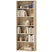 HOMCOM Six Shelf Bookcase - Oak(m-13)