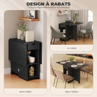 HOMCOM Table à Manger Pliante, Table de Cuisine Extensible pour 2 à 4 Personnes, 2 Abattants, 120 x 72 x 75 cm, Noir(m-5)