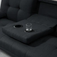 HOMCOM Slaapbank, logeerbed, verstelbare rugleuning, inklapbare tafel, 181x77x78 cm, Zwart(m-9)