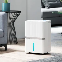 HOMCOM Deshumidificador 35L/Día para 40-90 ㎡ Luz Indicador de Humedad Depósito 5,5 Litros Drenaje Continuo Temporizador 24H(m-2)