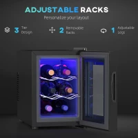 HOMCOM Six Bottle 8-18℃ Countertop Wine Fridge - Black(m-6)