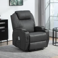 HOMCOM Massagestoel, elektrisch verstelbaar, 8 vibratiepunten, bekerhouder, kunstleer, donkergrijs(m-2)