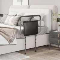 HOMCOM Barandilla de Cama Adulto Asidero para la Cama con Altura Ajustable Bolsillo de Almacenamiento 71x61x86-104 cm Gris(m-10)