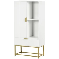 kleankin Mobiletto Bagno Moderno con Armadietto, Cassetto e Mensola Regolabile, 60x30x120cm, Bianco(m-11)