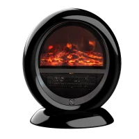 HOMCOM Freestanding Electric Fireplace Indoor Space Table Top Heater with Realistic Flame Effect, Rotatable Head, Overheating Protection, 1500W, Black(m-10)