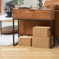 HOMCOM Consoletafel in industrieel design, bijzettafel, dressoir, 1 lade, bruin+ zwart(m-4)