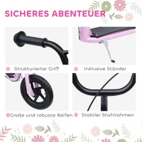 HOMCOM Step, Scooter voor Kinderen, met Handrem, Standaard, 12 Inch Wielen, vanaf 5 Jaar, Staal, Roze 120 x 52 x 88 cm(m-5)