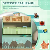 ZONEKIZ kinderskast met 6 stofboxen, schattig motief, 63x30x66 cm, Grün(m-4)