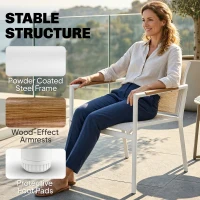 Outsunny Tuinmeubelset Zitgroep voor 4 Personen Ademend Tuinlounge met 2-zitsbank 2 Fauteuils Metalen Tafel Voetbeschermers(m-6)