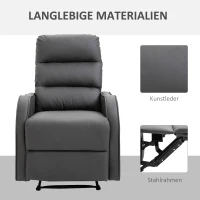 HOMCOM Relaxstoel met voetensteun, ligstoel, uitklapbare voetensteun, kunstleer, zwart(m-6)