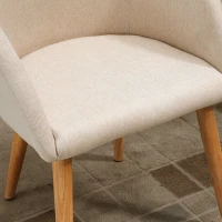 HOMCOM Set van 2 gestoffeerde stoelen, Scandinavisch ontwerp, gestoffeerde stoelen met houten poten, antislip pads, 150 kg draagvermogen, Beige(m-9)