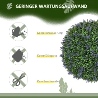 HOMCOM Set van 2 kunstmatige bolvormige planten, UV-bestendig, Kunstplanten voor Binnen- en Buitengebruik, 42 cm, Groen+Paars(m-5)