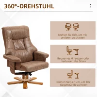 HOMCOM Relaxstoel met voetenbank, 360° draaibaar, 135° kantelbaar, ademende bekleding, 78 x 82,5 x 109 cm, bruin(m-4)