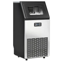 HOMCOM Commercial Ice Maker Machine, Freestanding Stainless Steel Ice Machine with Self-Cleaning, LCD Display, 45kg/24 Hours and 11kg Ice Storage for Home, Office, Bar, Restaurant, Supermarkets(m-1)