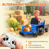 AIYAPLAY Elektrische Kindertractor, Op Rijdende Tractor met Afstandsbediening, Zachte Start, voor Kinderen in de Leeftijd van 3-8 Jaar, Blauw(m-6)