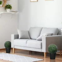HOMCOM Set van 2 kunstmatige bolvormige planten, UV-bestendig, Kunstplanten voor Binnen- en Buitengebruik, 42 cm, Groen+Paars(m-7)