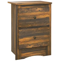 HOMCOM Comodino con 2 Cassetti dallo stile Rustico in Legno, 40x30x56 cm, Marrone(m-1)