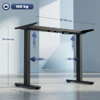 HOMCOM Elektrisch bureauframe, in hoogte verstelbaar, met geheugenfunctie, staal, zwart(m-3)