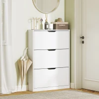 HOMCOM Meuble à chaussures 12 paires, armoire à chaussures, 3 tiroirs rabattables, pour couloir, entrée, 80x17x108cm, blanc(m-11)