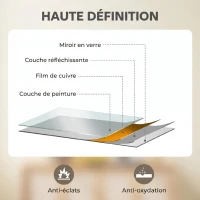 HOMCOM Miroir mural rectangulaire 76 x 101 cm, cadre en bois noir, idéal pour la salle de bain, salon ou chambre(m-6)