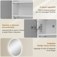 HOMCOM Specchio Bagno con Illuminazione LED e Armadietto Interno, in Vetro Temperato e Legno, 50x14x70 cm, Bianco(m-7)
