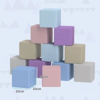 HOMCOM Zachte Bouwblokken, 12 Kubussen à 20 x 20 x 20 cm, Onderhoudsvriendelijk, Kindveilig, Voor 1-3 Jaar, Kunstleer(m-3)