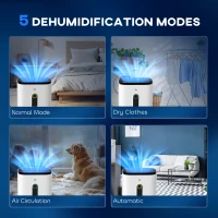 HOMCOM 6500mL Portable Dehumidifier with Air Purifier Filter, 24H Timer, 4 Modes, 22L/Day, for Home Laundry Basement(m-5)