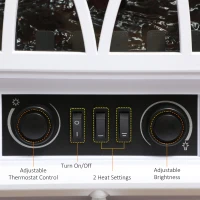 HOMCOM Elektrische haardkachel met 1000/2000 W, decoratieve elektrische haard met LED-vlameffect, wit(m-6)