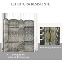 HOMCOM Biombo Dobrável de 3 Painéis Divisor de Ambientes 135x180 cm Ecrã de Privacidade de Polipropileno  Cinza Misto(m-6)