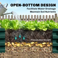 Outsunny Set of 2 Raised Beds for Garden, Galvanised Outdoor Planters for Herbs Vegetables, Use for Patio Balcony, Green(m-6)