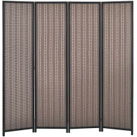 HOMCOM Paravent en bois séparateur de pièce closion de séparation pliable 4 panneaux 180 x 180 cm marron(m-12)