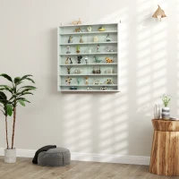 HOMCOM Vitrina de Pared de Madera con Estantes Ajustables y 2 Puertas Correderas de Cristal 80x9,5x83 cm Blanco(m-7)