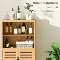 kleankin badkamermeubel van bamboe, met lamellendeuren, 2 planken, 1 kast, 50 cm x 29 cm x 92 cm, naturel(m-5)