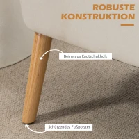 HOMCOM Sofa Retrodesign 2-zitsbank, houten poten, 117 cm x 56,5 cm x 77 cm, Wit(m-5)