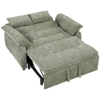 HOMCOM Sofá Cama 2 Plazas Sofá Cama 3 en 1 de Terciopelo 137 cm Respaldo Ajustable Asiento Amplio 2 Cojines Verde(m-11)