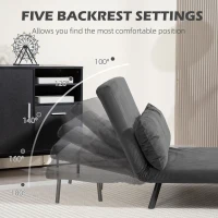 HOMCOM 4-in-1 Velvet-Feel Double Sofa Bed, with Pillows - Dark Grey(m-5)